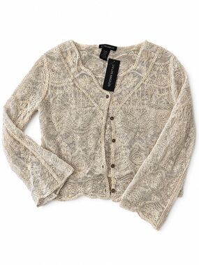 La Vie En Rose Ivory Lace Button-Front Cardigan